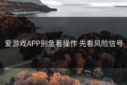爱游戏APP别急着操作 先看风险信号