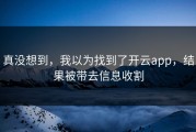 真没想到，我以为找到了开云app，结果被带去信息收割