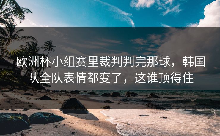 欧洲杯小组赛里裁判判完那球，韩国队全队表情都变了，这谁顶得住