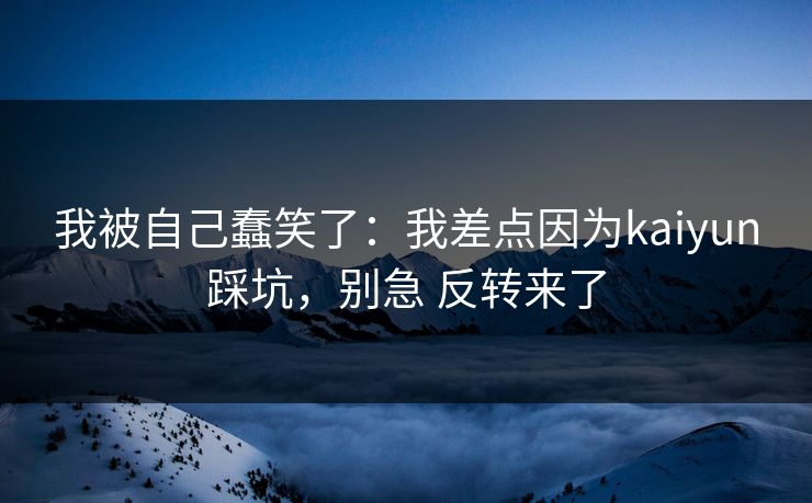 我被自己蠢笑了：我差点因为kaiyun踩坑，别急 反转来了