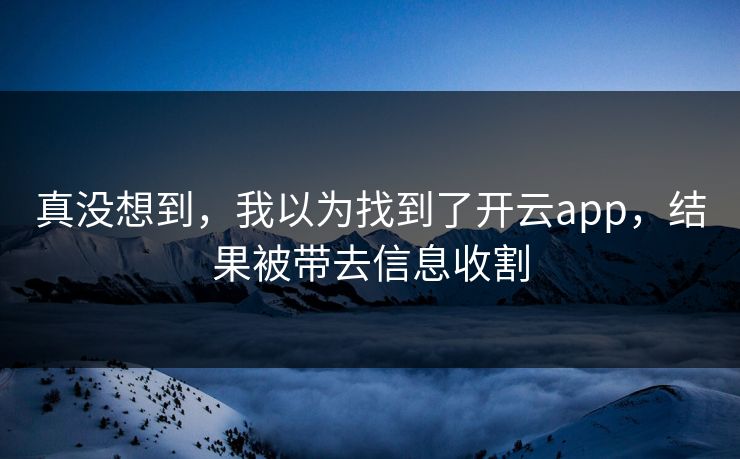 真没想到，我以为找到了开云app，结果被带去信息收割
